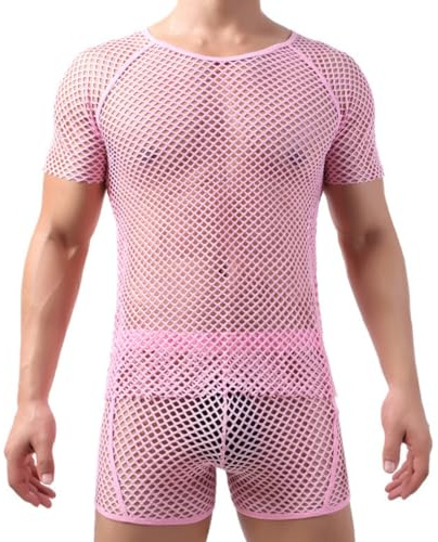 Camiseta de malla para hombre, camiseta sin mangas de rejilla manga corta para fiesta, camisetas sin mangas ajustada malla con cuello redondo novedosa, camisetas interior entrenamiento calada gimnasio