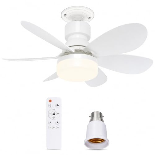Pixel Beam 40W LED Ceiling Fan Light with Remote Control, 52cm 6-Blade Dimmable E27/B22 Screw-in Lamp with Free Converter & Accessories Best Fan for Bedroom Kitchen Garage