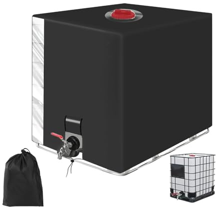 IBC Tank Abdeckung, Schwarz Abdeckplane für Wassertank 1000L, IBC Container Abdeckung 120 x100 x116 cm, Schutzplane Regenwassertank, mit Transparenter Folie für 1000 Liter wassertank