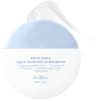 Dr.Althea Aqua Glowing Sunscreen | Protector Solar Hidratante para Todo Tipo de Piel | Base Hidratante No Pegajosa para el Maquillaje | Protector Solar Facial Vegano Coreano (45 ml, SPF50 PA++++)