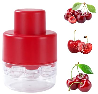 Cherry Pitter Tool, 2025 Upgraded 7 Holes Cherry Core Pitting Tool, Portable Cherry Stoner Pitter Quick Release, Push-type Fruit Pit Remover for Kitchen (Red)