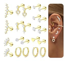 Chriscoco 11 Paare Chirurgenstahl Ohrringe Gold Damen Helix Piercings Piercing Ohr Medizinische Ohrstecker Klein Creolen Rook Conch Tragus Piercing Für Mehrere Ohrlöcher