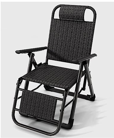 Lsoiup Klappbarer Zero-Gravity-Stuhl aus Rattan, Verstellbarer Loungesessel für den Außenbereich mit Armlehne und Kissen, robuster Korbsessel mit Liegefunktion für Pool, Terrasse, Tragkraft 180 kg