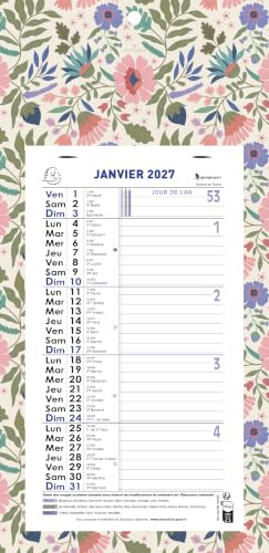 Exacompta 33118E Mini Labo månadskalender med avtagbara ark 15,5 x 28,5 cm på tryckt plåtstativ 19 x 41 cm 2026 - slumpmässig färg