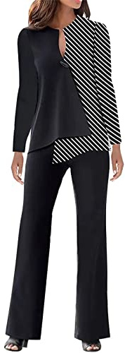 Richymfa Tailleur Donna Elegante Estivo Due Pezzi Tailleur Pantalone da Donna Maniche Lunghe e Lavoro Completa Tinta Unita Giacche da Abito Blazer Curvy con Completo Pantalone/Gonna