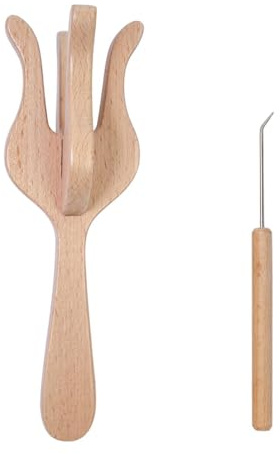 PPPHTUO Knitting Fork Lucet with Wooden Double Headed Braiding Cord Weaving Tool for Knitter Crocheter Artists Suitable for DIY Crafting Beginners Gift