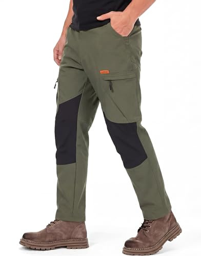 Elainone Pantalon de randonnée stretch pour homme avec 5 poches pour de nombreuses activités de plein air, vert sapin, M