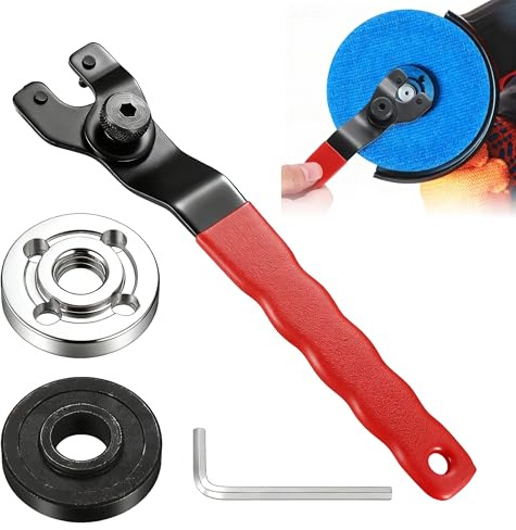 AYHYHLJZJ Winkelschleifer Schlüssel 8–48 Mm, Stirnlochschlüssel Verstellbar, Flex Schlüssel Set Mit Inbusschlüssel Und Flanschen, Stiftschlüssel Für Winkelschleifer, Kohlenstoffstahl, Rostfrei