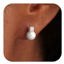 ZNBOH Echt Perlenohrringe Sterling Silber 925 Damen Hypoallergen Ohrringe | Süßwasserperlen Ohrstecker Gold,Weiße Perlen,Zirkonia Stecker,Wasserfest,6/8/10mm,Braut Hochzeit Schmuck,Geschenk für Frauen