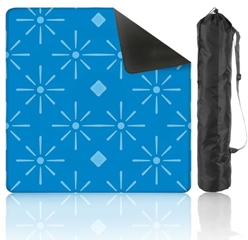Mahjong Mat for Table Seamless Fireworks Theme Dark Blue Look Like Snowflake for 31.5x31.5 Non Slip Silent Gaming Mat with Carry Bag Mahjong Accessories for Board Games Poker Card Gifts