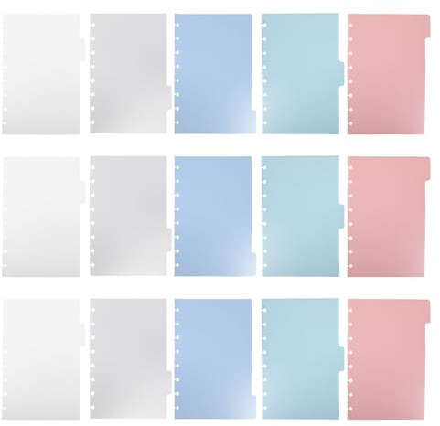 NUOBESTY 3sets Divisori per Raccoglitori ad Anelli in Plastica Pp con Linguette Scrivibili Vuote Separatore di Indice per Quaderni e Raccoglitori