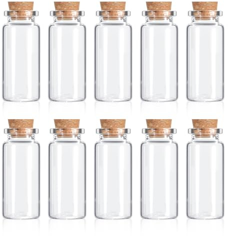 10 Stück Kleine Glasflaschen mit Korken Mini Glasflaschen mit Korken 10ml Reagenzglas mit Korken Kleine Fläschchen zum Befüllen Small Glass Bottles für DIY Hochzeitsdeko Vorratsglas Partei Dekoration
