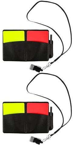 Kichvoe Kit de Árbitro de Fútbol Profesional con Tarjetas Roja y Amarilla de PVC, Silbato Incluido, 2 Juegos para Partidos y Entrenamientos, Equipamiento Árbitro Competición Deportiva