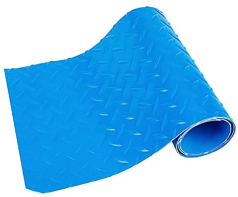 VIRELLO Swimming Pool Ladder Mat, Non-Slip Rubber Step Pad with Wavy Texture for Liner Protection, Blue 23x60cm