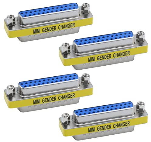 Antrader 25 Pin VGA SVGA KVM Male to Female M/F Mini Gender Changer Coupler Adapter DB25 Cable Converter Parallel DSUB Connector for PC Pack of 4