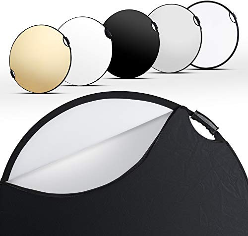 Walimex pro Réflecteur Pliable 5 en 1 Wavy Comfort Ø 107 cm, Set de 4 Couleurs et diffuseur, réflecteur Pop-up Rond, Compact et léger, avec Deux poignées Confortables, Sac Inclus, pour Studio et
