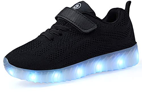 AoSiFu Kids Light Up Shoes Toddler Girls Boys Breathable Led Flashing Sneakers USB Charge A-Black37