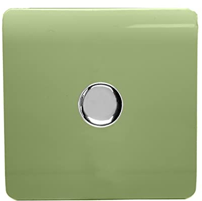 Trendi Artistic Modern Glossy Tactile 1 Gang 2 Way 120w LED Dimmer switch Moss Green