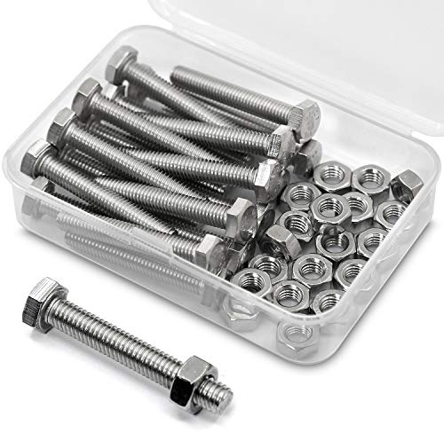 M6*40mm 20 Stück 304 Edelstahl Sechskantschrauben Bolzen und Muttern set, Maschinenschrauben schrauben