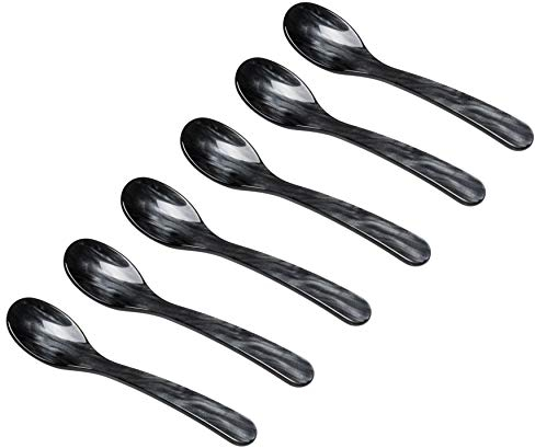 Heim Söhne 6er Set Acrylglas Löffel ca. 12,2 cm – Zauberhafte Eierlöffel in Perlmuttoptik für unvergessliche Momente beim Frühstück, Dessert & mehr – Handgefertigt in Deutschland (Anthrazit)