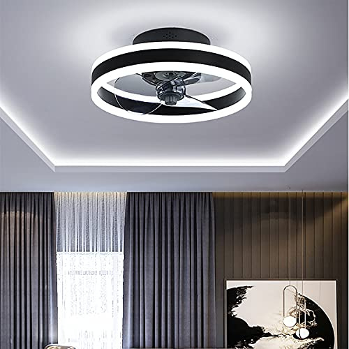 Ventilateur De Plafond Silencieux Avec Lumière 40CM*16.5CM - Pour Chambre 30M2 - Télécommande Incluse - Lustre Noir 48W