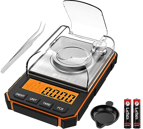 Brifit Feinwaage 50g /0.001g, Milligramm Digitalwaage, Taschenwaage, Goldwaage, Briefwaage, Schmuckwaage mit 50g Kalibriergewicht und Pinzette, LCD-Display, Tara & PCS Funktion, 6 Einheiten