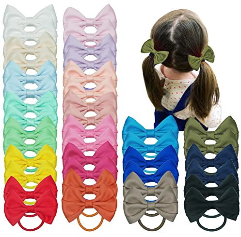 JOYOYO Haargummis für Mädchen, Pferdeschwanz-Halter, Kinder-Haarschleifen und -bänder, Haargummis für kleine Mädchen, mittelgroße Schleifen, 7,6 cm, starke Haarbänder, Haarschleifen für Mädchen