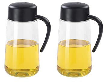 Bidon D'huile, Bouteille D'huile En Verre Ouverture Et Fermeture Automatique Dessous Antidérapant Grande Capacité Poignée Confortable Housse De Protection Huile D'olive 1000 Ml ( Couleur : Noir )