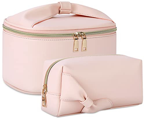 Dakuly Kosmetiktasche Kulturtasche Damen Kulturbeutel Reise Große Schminktasche Make up Tasche Organizer Waschbeutel Mädchen 2 Stücke Rosa
