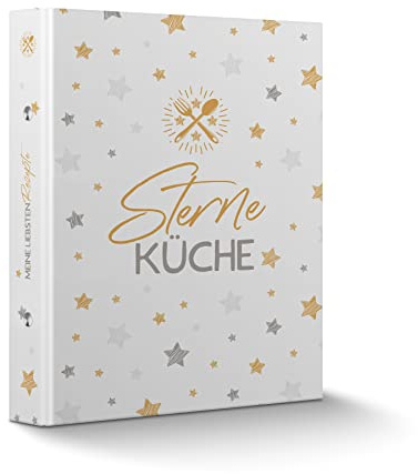 itenga Rezeptringbuch Rezeptordner A4 Motivdruck Sterneküche 2-Ring-Mechanik - Kochrezepte-Ringbuch 35mm breit
