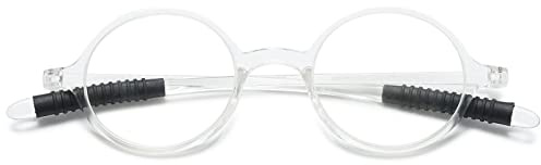 MAGIMODAC Retro Lesebrille Klein Rund TR90 Unzerbrechlich Leicht Vintage Brille für Damen Herren 1,0 1,25 1,5 1,75 2,0 2,25 2,5 2,75 3,0 3,5 4,0, farblos, One size