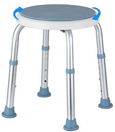 CHEWYNP bathstool Rotating Round Bath/Shower Stool with Swivel Seat Portable Bathtub Lift Chair Adjustable in 6 Height Transfer Aid for Elderly, Disabled,Pregnant Woman Max. 150kg