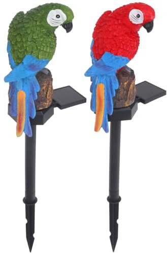OSALADI 2 pezzi pappagallo lampada solare da giardino a forma di uccello, luci da giardino, luci a LED, luci da giardino, lampada decorativa per terrazza, villa, prato, marciapiedi, alberi