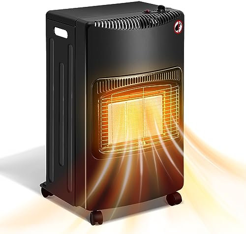 Yakimz Calefacción de gas, calefacción de gas, calefacción de gas, quemador de cerámica infrarrojo, 3 niveles de regulador 1400-4200 W, capacidad de calefacción: 20-80 m³, butano o propano hasta 10 kg