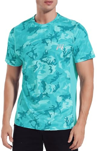 MEETWEE Rash Guards Uomo, Manica Corta Maglietta Sportiva Maglia Protettiva Anti UV Magliette Sportive T-Shirt Short Sleeve Piscina Running, Protezione Solare UPF 50+