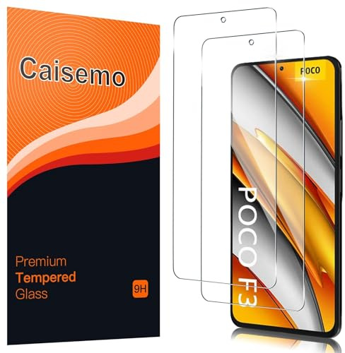 Caisemo Paquete de 2 protectores de pantalla de vidrio templado para Xiaomi Poco F3, Xiaomi Mi 11i, dureza 9H, antiarañazos, tacto suave