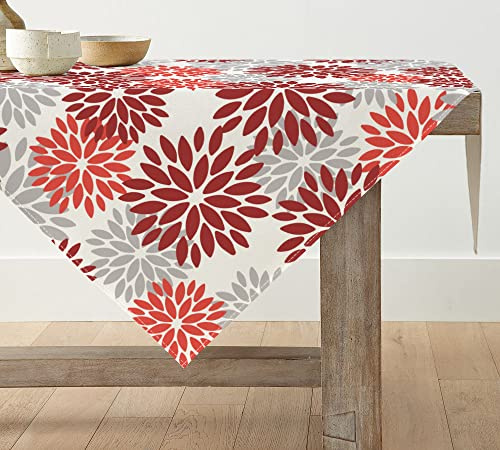 Artoid Mode Biancheria da tavola estiva con fiori rossi e dalie, decorazione stagionale da cucina, decorazione per interni, vacanze, feste, 85 x 85 cm