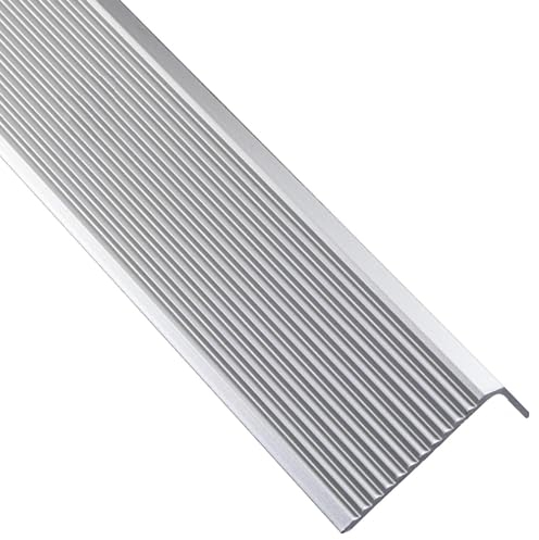 Gedotec Profilo paragradino autoadesivo | 1 pezzo - Profilo paragradino in alluminio argento | 1000 mm | Profilo per pavimento non perforato da incollare | Profilo di protezione angolare 41 x 23 mm