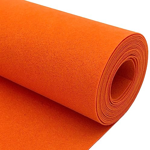 EDGEAM 300x40cm Filzstoff Bastelfilz Bunte Filzrolle Polyester Filz 1mm Dick für Kissen Filzunterlage DIY Handwerk Patchwork Nähen Projekte (Orange)