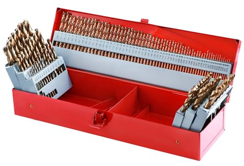 AIMLENTOOL Kobalt-Bohrer-Set, M35 HSS, 135 ° Spitze, Spiralbohrer-Set für gehärtetes Metall, Edelstahl, Gusseisen, Kunststoff und Holz, mit indiziertem Aufbewahrungskoffer, 115-teilig