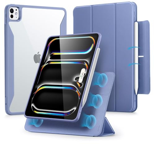 ESR for iPad Pro 11 Inch Case M5/M4, iPad Pro 11 2025/2024 Case with Pencil Holder, Removable Magnetic Cover, Vertical Stand, Fully Supports Pencil Pro and Pencil(USB-C), Rebound 360 Series, Purple