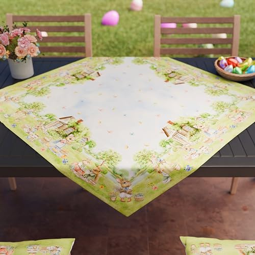PETTI Artigiani Italiani - Accessori Tessili da Cucina, Centrotavola Pasqua Moderno 90x90 cm in Microfibra, Tovaglia Centro Tavola Elegante in Stampa Digitale Picnic, 100% Made in Italy