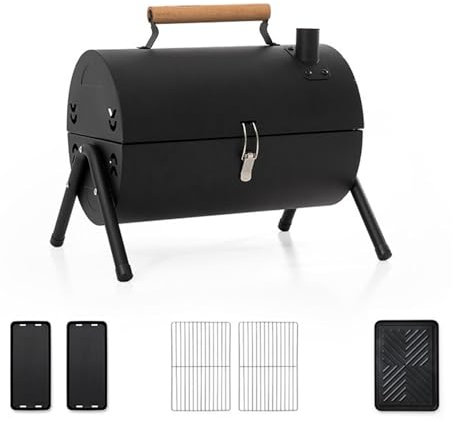 Barbacoa Carbón, Barbacoa Portátil Con Tapa Cubierta, Parrilla camping, Parrilla sobremesa, Parrilla acero, Horno exterior independiente, Parrilla doble para exterior, picnic, jardín, camping ( Color