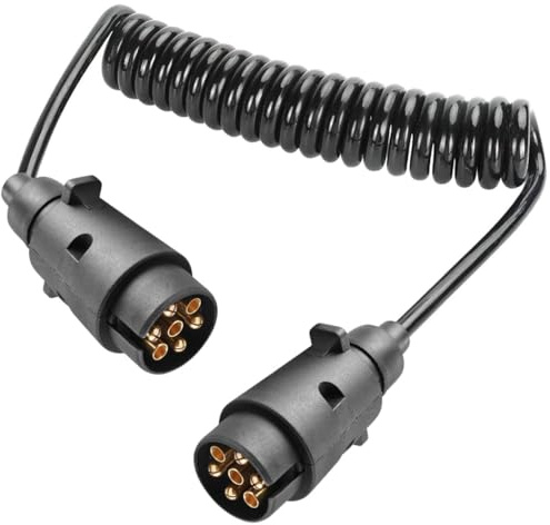 ETUKER Anhänger Verlängerungskabel 12v Kabel Max. 2.4M Anhangerkabel 7Polig Spiralkabel 7-7 poliger Anhänger Stecker