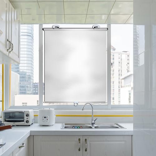 TemporäRe Jalousien Automatisch einziehbarer Sonnenschutz mit Saugnäpfen Heimgebrauch Vollständige Verdunkelung Balkon isolieren Wärmeisolierung,Abnehmbar Reisevorhang Fenster (68x125cm)