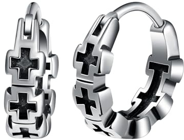 Yumilok Pendientes vintage de mujer: Pendientes de acero inoxidable en forma de aro cruzado estilo cartílago para todo el año - perfectos para hip hop,rock and roll y fiestas Navidad