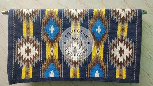 EQUIGEAR Western Ranch Horse Satteldecke aus neuseeländischer Wolle, Western-Design, handgefertigte Satteldecke, Wollpolster, Sensor Flex (Anpassung möglich) AQ155 (34 x 34)