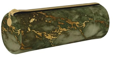 BeNtli Federmäppchen, Federmäppchen, tragbares Federmäppchen, Ledertasche, Schreibwaren-Aufbewahrungstaschen, Luxuriöser grüner und Goldener Marmor