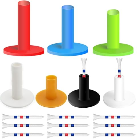 LOVMEAD Golf Tees Gummi für Driving Range 1.4'' 2.3'' 2.75'' 3 3.13'' Buntes und Matten Tee 1.5'' 2'', Golf Tees Gummi Professional für Indoor Outdoor Use