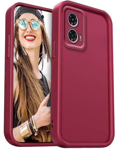 DESSEN Funda para Motorola Moto G24 Capa Protectora- Silicona Carcasa Antigolpes Protector Camara Móvil Case Cover Suave Bumper Resistente, Rojo Vino
